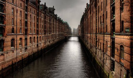 Historic warehouse district of Hamburg, Germanyの写真素材