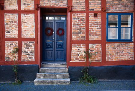 Facade of a charming rural home (Sweden)の写真素材
