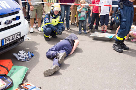 Aachen (Germany) july 09, 2017. Patient in stable lateral position. At an exercise (day of the open...