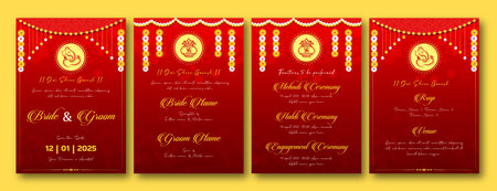 Indian Wedding Invitation Cardのイラスト素材