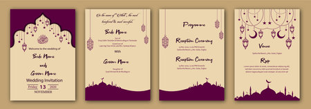 Muslim wedding invitation templateのイラスト素材