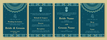 Wedding invitation cards with ethnic ornaments. Boho style.のイラスト素材