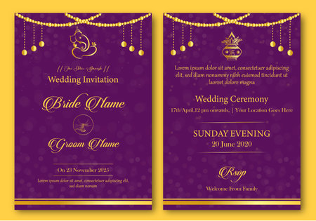 Wedding Invitation Template with Gold Ornament. Vector Illustrationのイラスト素材