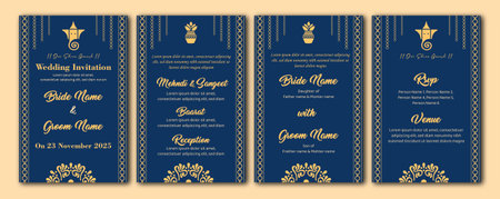 Wedding invitation cards with calligraphic design. Vector illustration.のイラスト素材