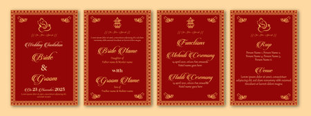 Wedding invitation cards with hand drawn elements. Vector illustration.のイラスト素材