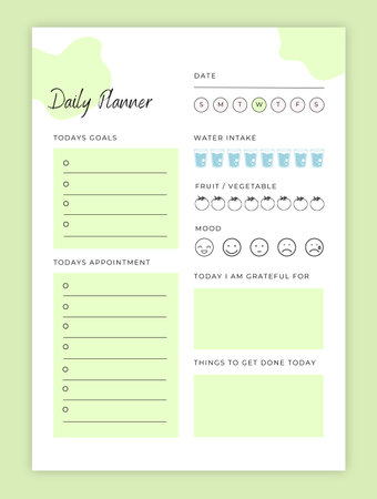 Weekly planner template with hand drawn doodle elements. Vector illustration.のイラスト素材
