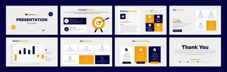 Presentation slide templates set. Infographic design elements for presentation slide templates. Can be used for workflow layout, diagram, annual report, web design.のイラスト素材