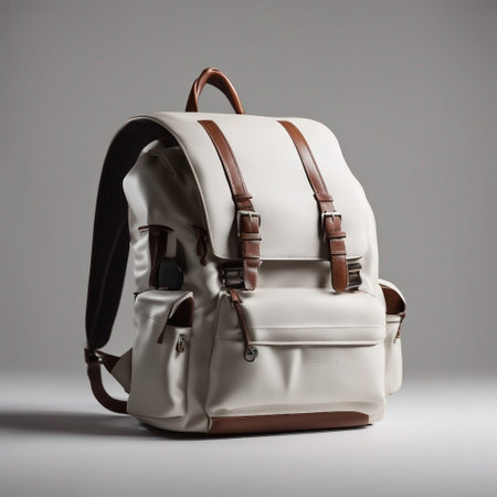 a travel backpack on a isolated white backgroundの素材