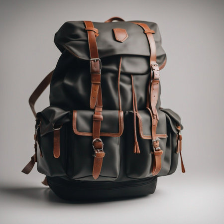 a travel backpack on a isolated white backgroundの素材