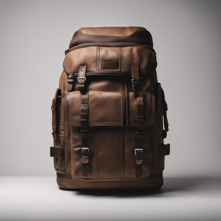 a travel backpack on a isolated white backgroundの素材