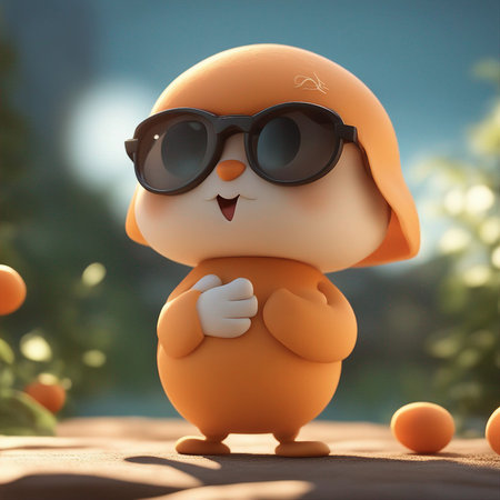 Cute Cartoon character of a apricotsの素材