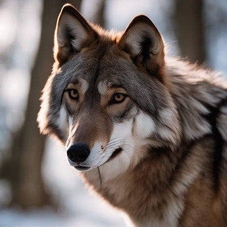 red wolf on isolated forest backgroundの素材