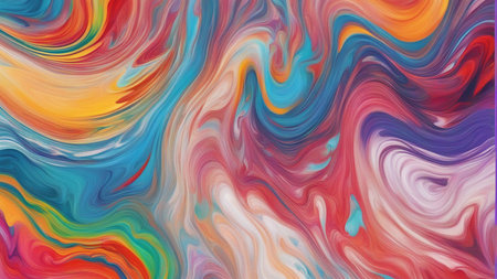 Abstract marbled acrylic paint ink painted waves painting texture colorful backgroundの素材
