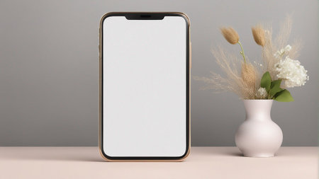 blank screen phone on wedding background mockupの素材