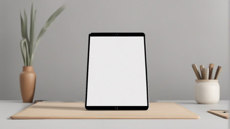blank screen phone on wedding background mockupの素材