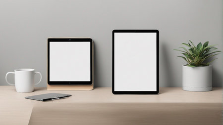 blank screen phone on wedding background mockupの素材