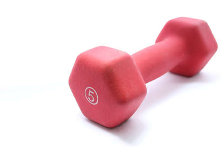 Red 5 Pound Dumbbellの写真素材