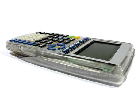 Isolated see thru gray graphing calculator used for mathematics  