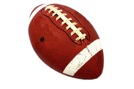 Isolated brown football with white stripes for playing catch の写真素材