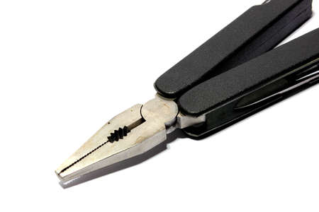 Isolated black handled stainless steel utility knife  