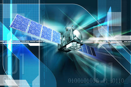 llustration of a satellite orbiting the earthの写真素材
