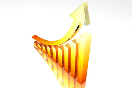 Digital illustration of  graph in colour backgroundの写真素材