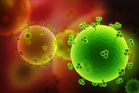 Digital illustration of  a HI Virus in digital background の写真素材
