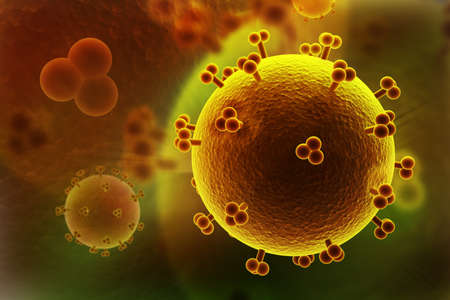 Digital illustration of  a HI Virus in digital background の写真素材