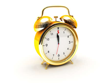Digital illustration of alarm clock in colour background 