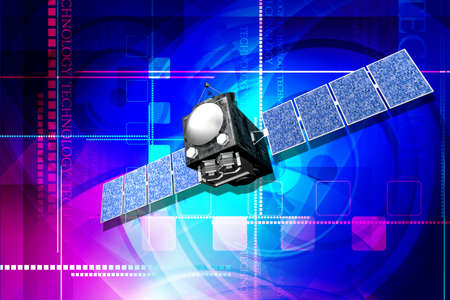 Digital illustration of satellite in digital backgroundの写真素材