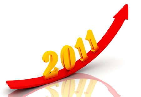 digital illustration of growth arrow in white backgroundの写真素材