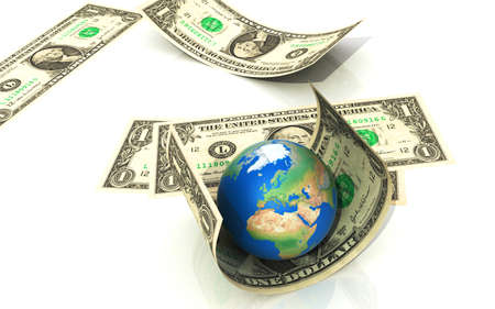 Digital illustration of  dollar  in colour  backgroundの写真素材