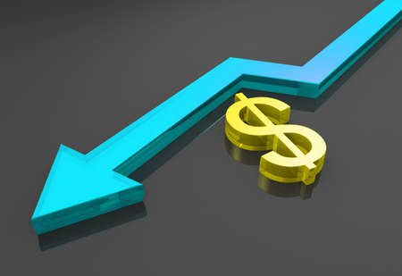  Business graph with growth arrow and dollarの写真素材