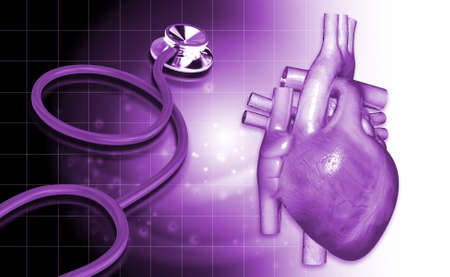 digital illustration of a stethoscope and heart  in white backgroundの写真素材