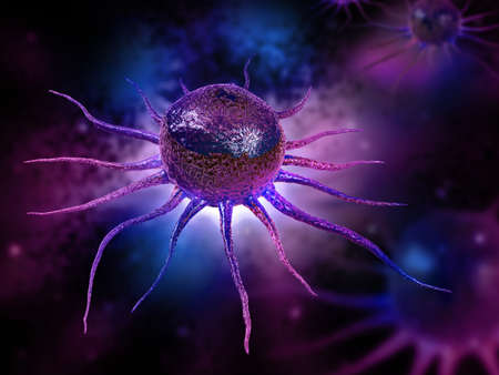 Digital illustration of stem cell in color backgroundの写真素材