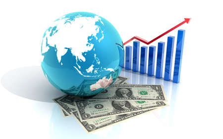 Business graph with growth arrowの写真素材