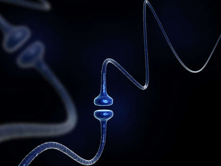 Digital illustration of Synapse in colour backgroundの写真素材