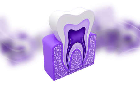 Digital illustration of Tooth in colour backgroundの写真素材