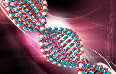 Digital illustration of a dna in color background