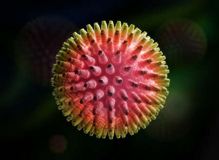 Digital illustration of Swine Influenza Virus in colour backgroundの写真素材