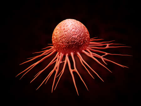 Digital illustration of cancer cell in colour の写真素材