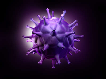 Digital illustration of HIV Cell in colour background