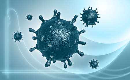 Digital illustration of sars virus in colour backgroundの写真素材