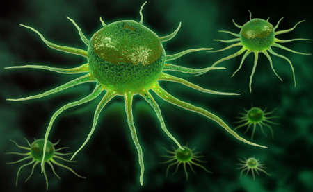 Digital illustration of stem cell in color background