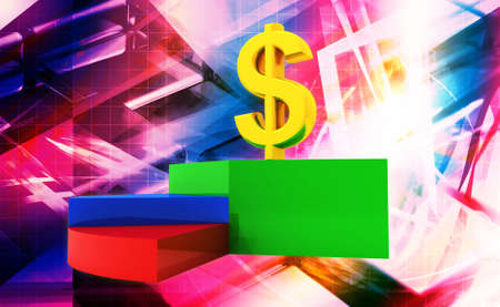 Digital illustration of dollar in colour backgroundの写真素材