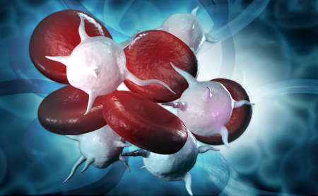 digital illustration of streaming blood cellsの写真素材