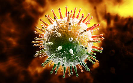 Digital illustration of Swine Influenza in colour backgroundの写真素材