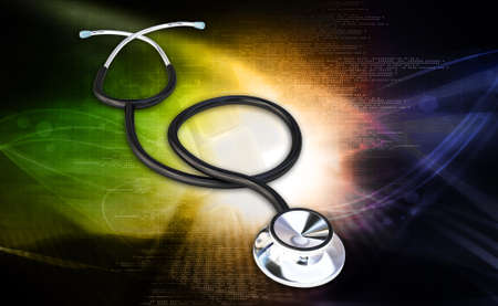 Digital illustration of stethoscope in colour backgroundの写真素材
