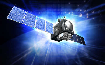 digital illustration of a satelite in digital background