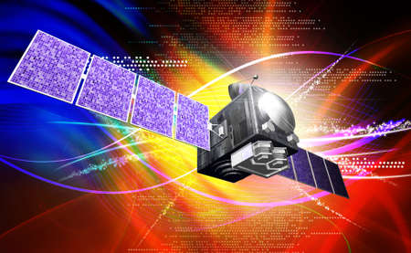 digital illustration of a satellite in digital の写真素材